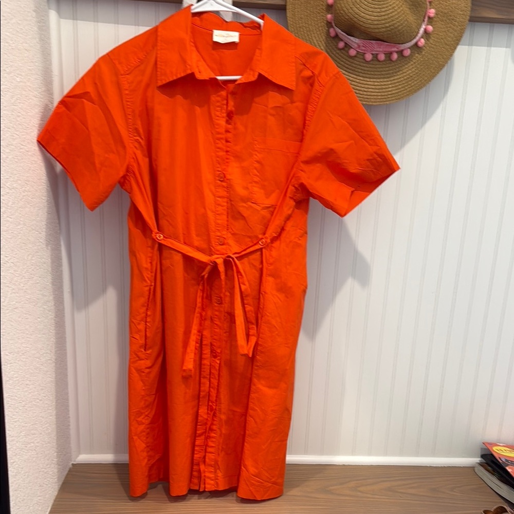 Anthropologie Orange Tie Front Mini Sundress